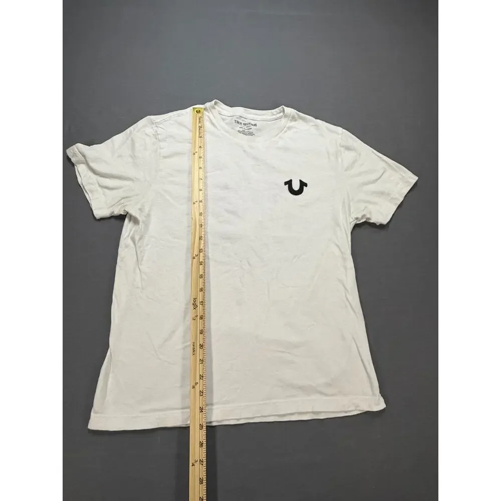 True Religion Men's Medium White Buddha Guitar Back Graphic T-Shirt 106224